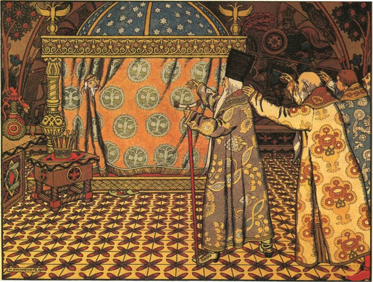 Illustration to the fairytale The Golden Cockerel by A. Pushkin od Ivan Jakovlevich Bilibin