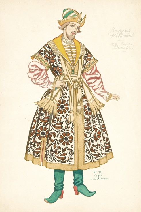Costume design for the opera The Bride of Tsar by N. Rimsky-Korsakov od Ivan Jakovlevich Bilibin