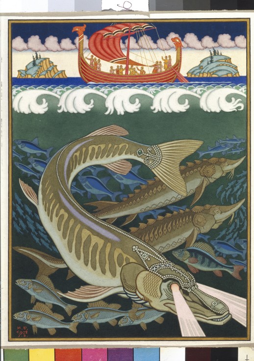 Sea Empire. Illustration for  Old Russian Legend "Volga" od Ivan Jakovlevich Bilibin
