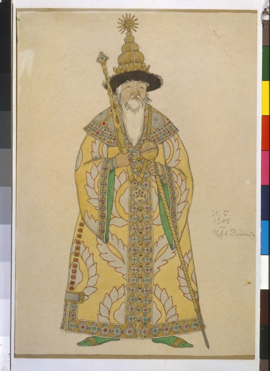 Tsar Dadon. Costume design for the opera The golden Cockerel by N. Rimsky-Korsakov od Ivan Jakovlevich Bilibin