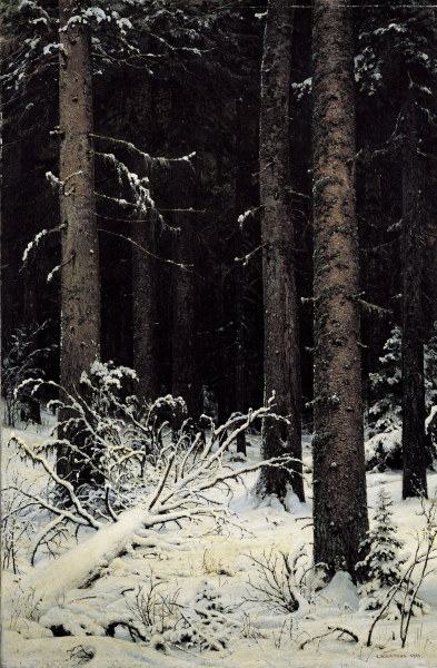 Shishkin / Fir trees in Winter, Painting od Iwan Iwanowitsch Schischkin