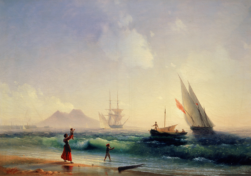Fishermen welcome on the shore of the Bay of Naples od Iwan Konstantinowitsch Aiwasowski