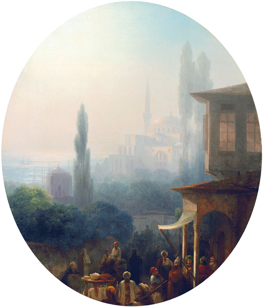 A market scene in Constantinople, with the Hagia Sophia beyond od Iwan Konstantinowitsch Aiwasowski