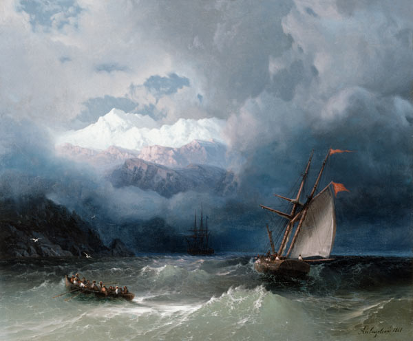 Shipping in Stormy Sea od Iwan Konstantinowitsch Aiwasowski