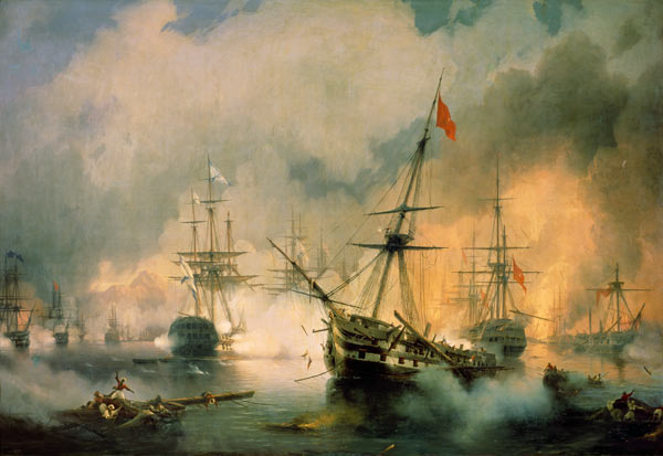 Sea battle of Navarino od Iwan Konstantinowitsch Aiwasowski