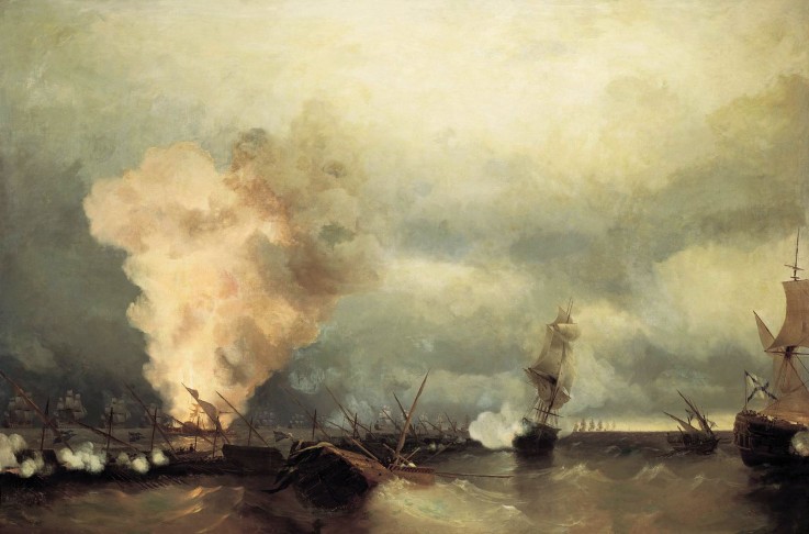 The Battle of Vyborg Bay on July 3, 1790 od Iwan Konstantinowitsch Aiwasowski