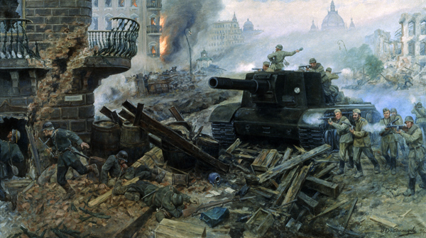 Straßenkampf der Artillerie in Berlin. 1945 od Iwan Wassiljewitsch Wladimirow