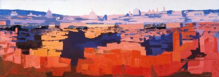 Rome, View from the Spanish Academy on the Gianicolo, Sunset, 1968 (oil on canvas) (see also 213353 