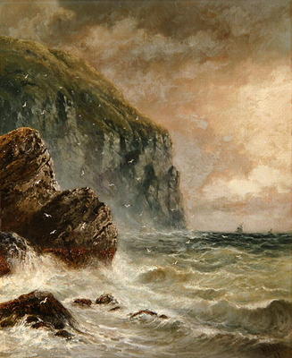 Seascape with Cliff, 1889 (oil on canvas) od J. H. Blunt