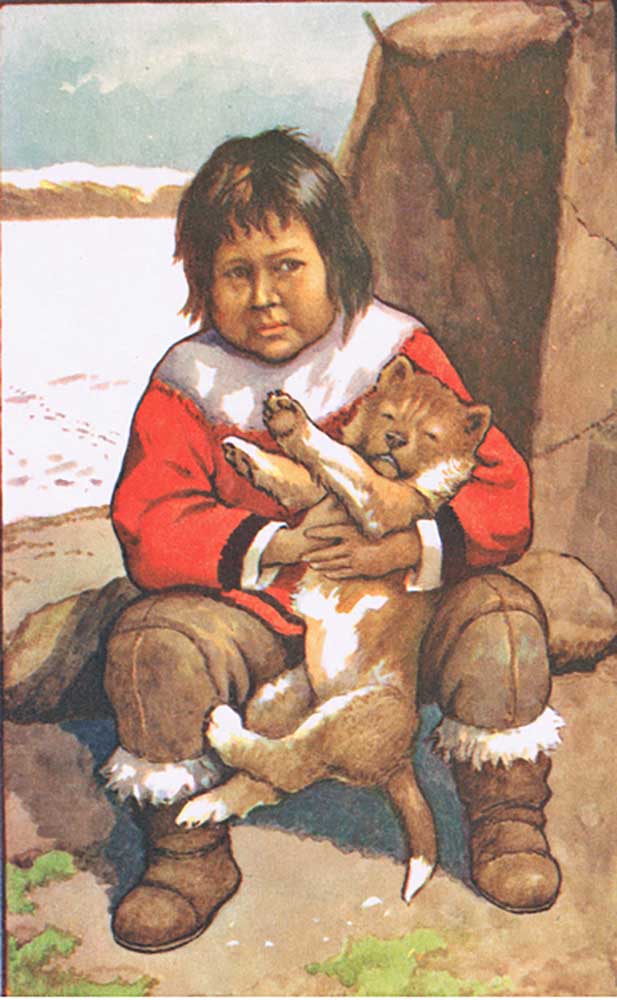 Eskimo child, from MacMillan school posters, c.1950-60s od J. Macfarlane