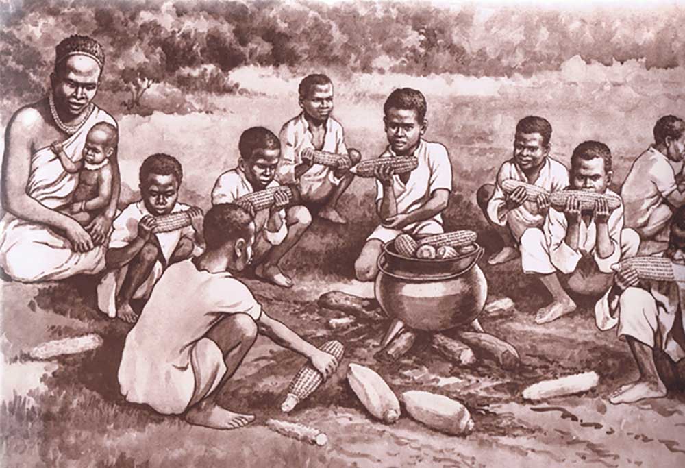 Happy native boys of Rhodesia, from MacMillan school posters, c.1950-60s od J. Macfarlane