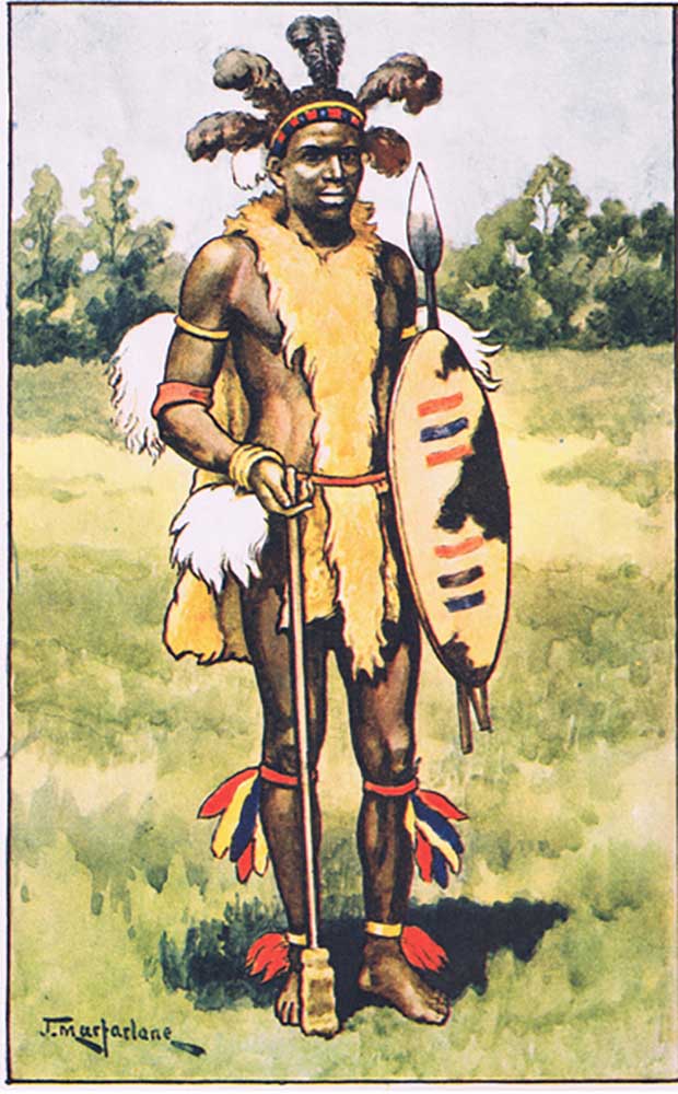 Zulu chief, from MacMillan school posters, c.1950-60s od J. Macfarlane
