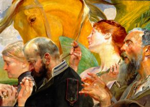 Panel 'art' of a triptych od Jacek Malczewski