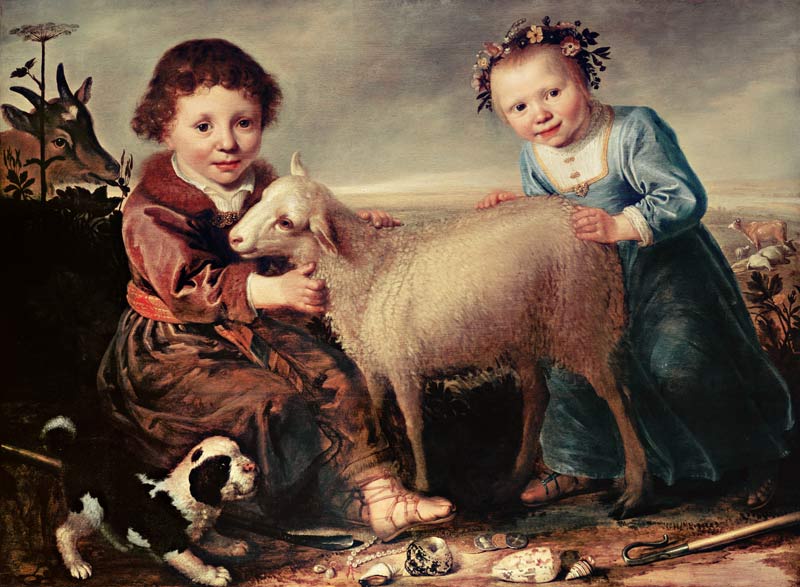 Two children with lamb. od Jacob Cuyp