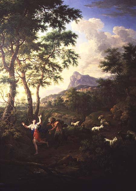 An Arcadian Landscape with Pan and Syrinx od Jacob de Heusch