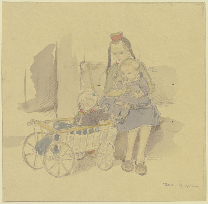 Drei Kinder mit Leiterwagen od Jacob Happ