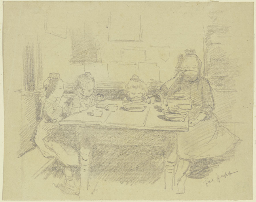 Vier Schwälmer Kinder am Tisch od Jacob Happ