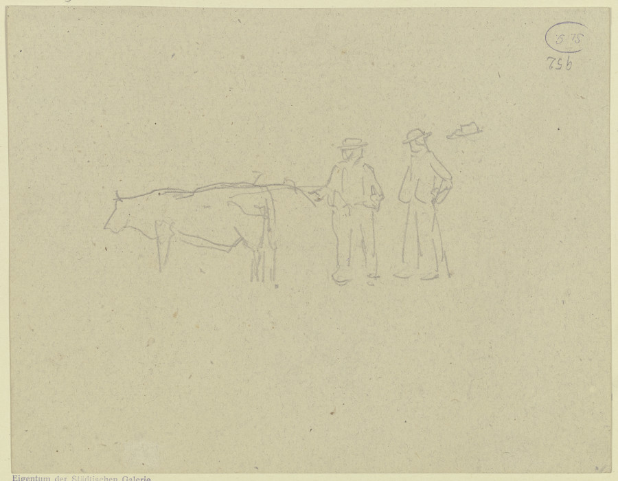 Zwei Bauern mit einem Rind od Jacob Happ