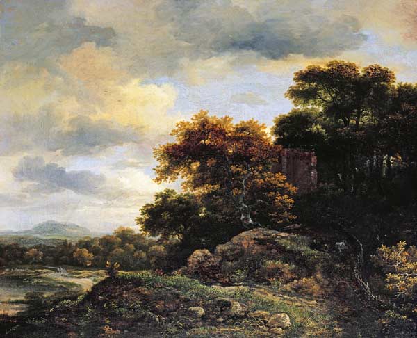 Landscape with Wooded Hillock od Jacob Isaacksz van Ruisdael