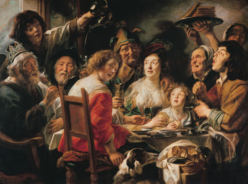 The King Drinks, or Family Meal on the Feast of Epiphany od Jacob Jordaens