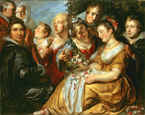 The artist with the family of his father-in-law Adam van Noort od Jacob Jordaens