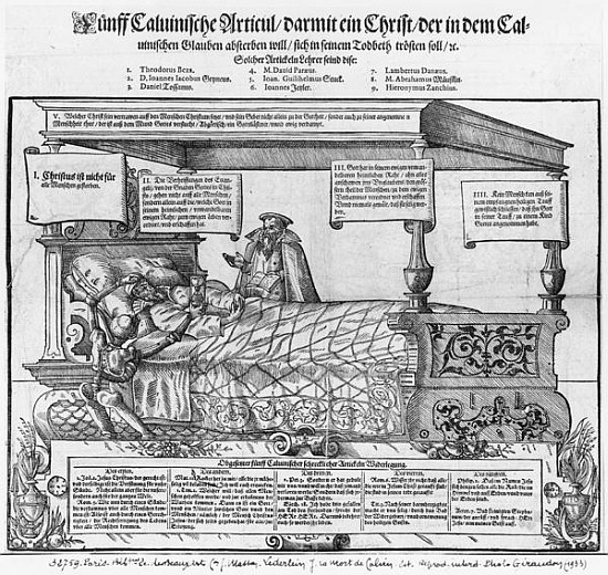 John Calvin on his death bed od Jacob Lederlein