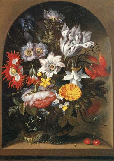 Bouquet of flowers in a niche od Jacob Marrel