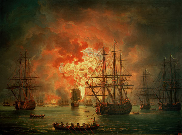 The Destruction of the Turkish Fleet at the Bay of Chesma od Jacob Philipp Hackert