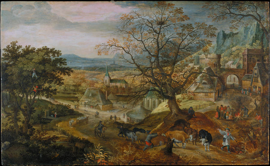 Landscape with Village: "Autumn" od Jacob Savery