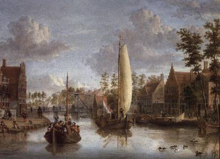 A Canal with barges od Jacob Storck