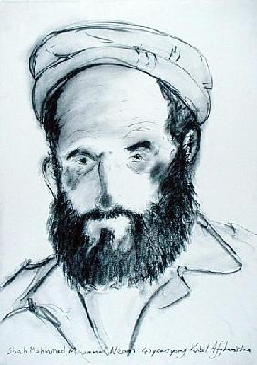 Shah Mahmmad, Muhammed Nizam, 40 Years Young, Kabul, Afghanistan, 2002 (charcoal on paper) 