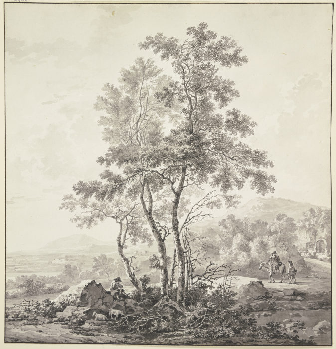Landschaft mit Birken im Vordergrund od Jacob van Strij