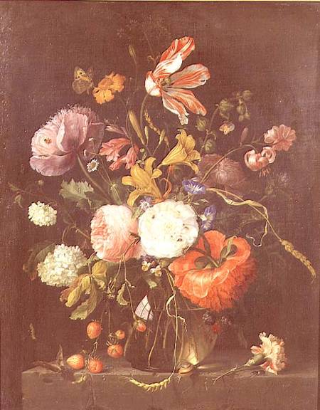 Flowers in a Glass Vase od Jacob van Walscapelle