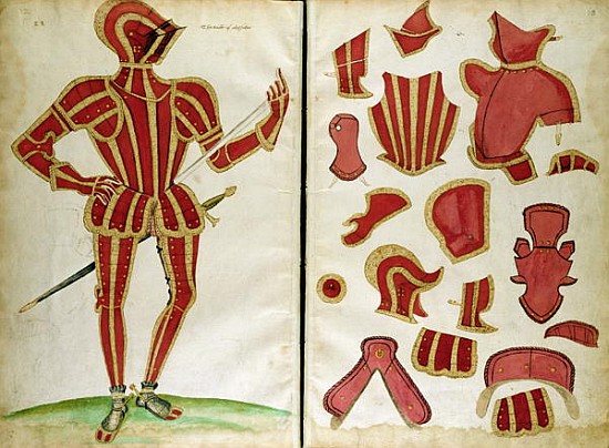 Suit of Armour for the Earl of Leicester from `An Elizabethan Armourer''s Album'' od Jacobe Halder