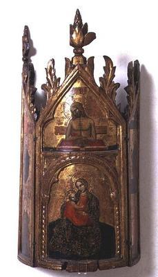 Madonna and Child and Christ Rising from the Sepulchre, central panel of triptych