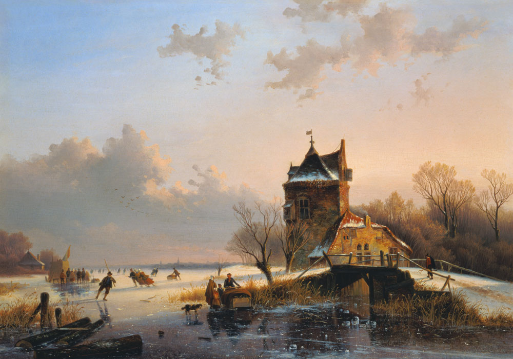 Winter landscape with ice-skaters od Jacobus Freudenberg