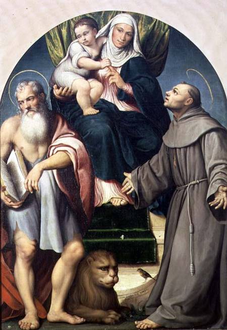 St. Anne with the Infant Virgin Between St. Jerome and St. Francis od Jacopo Bassano