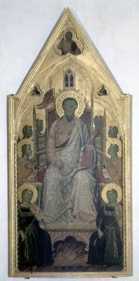 St. Bartholomew enthroned with Angels (tempera on panel) od Jacopo del Casentino