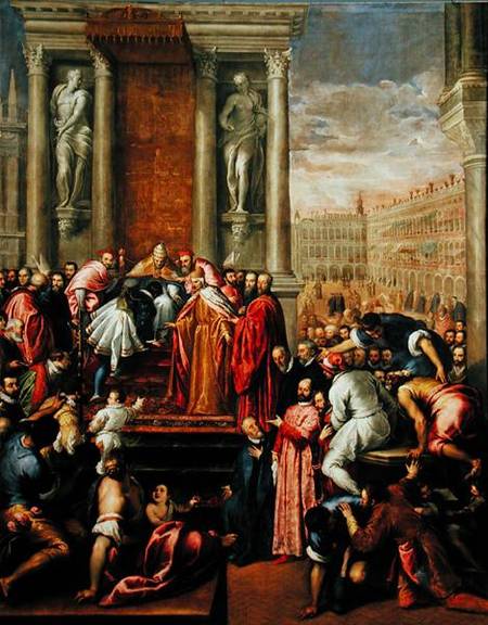 Pope Alexander III (1105-81) and Doge Sebastiano Ziani (c.1102-80) Send the Young Ottone to Frederic od Jacopo Palma il Giovane