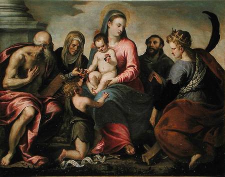 Virgin and Child surrounded by Saint Jerome, Saint Elizabeth, Saint John the Baptist, Saint Francis od Jacopo Palma il Giovane