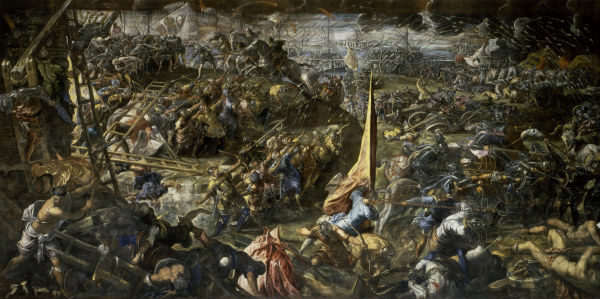 Battle of Zara /Ptg.by Tintoretto/1584/7 od Jacopo Robusti Tintoretto