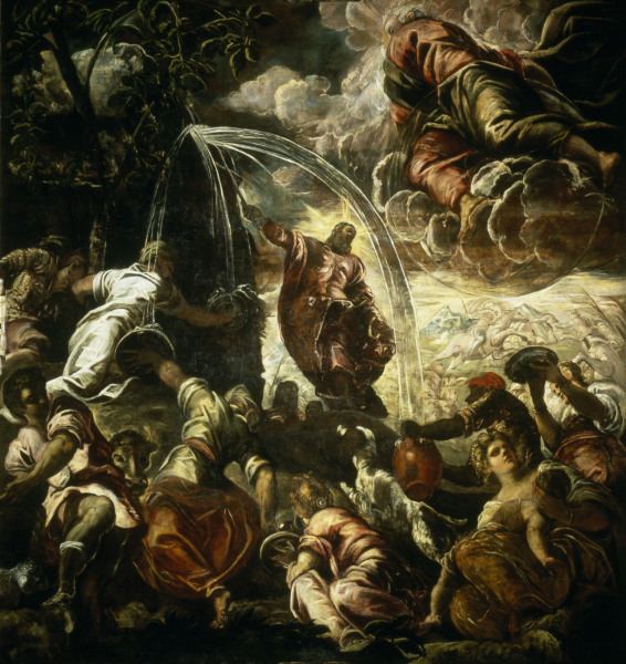 Moses draw water from rocks / Tintoretto od Jacopo Robusti Tintoretto