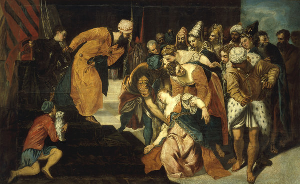 Tintoretto / Esther Faints / Painting od Jacopo Robusti Tintoretto