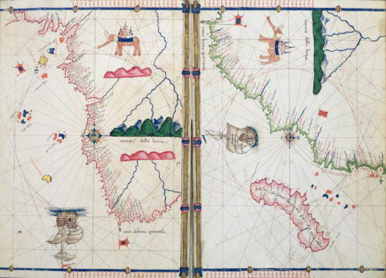 Ms Ital 550.0.3.15 fol.4v-5r Map of Africa and the Cape of Good Hope, from the 'Carte Geografiche' ( od Jacopo Russo