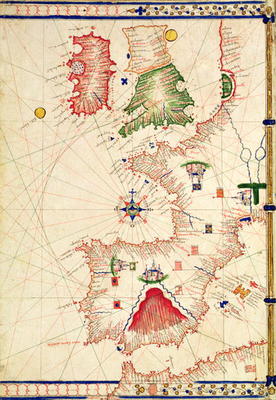 Ms Ital 550.0.3.15 fol.2r Map of Europe, from 'Carte Geografiche' (vellum) od Jacopo Russo