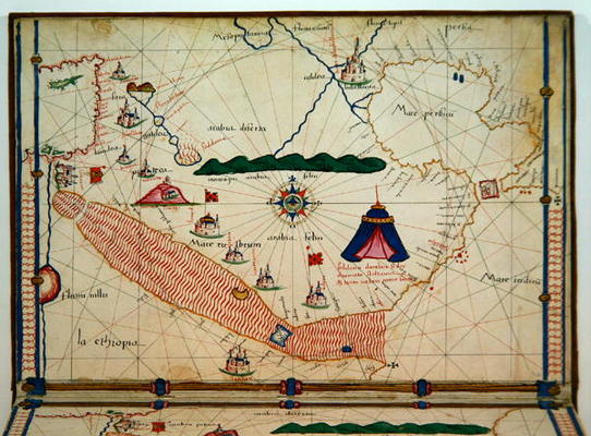 Ms Ital 550.0.3.15 fol.5v Map of the Red Sea, from the 'Carte Geografiche' (vellum) od Jacopo Russo