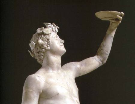 Bacchus, detail of the head, sculpture od Jacopo Sansovino