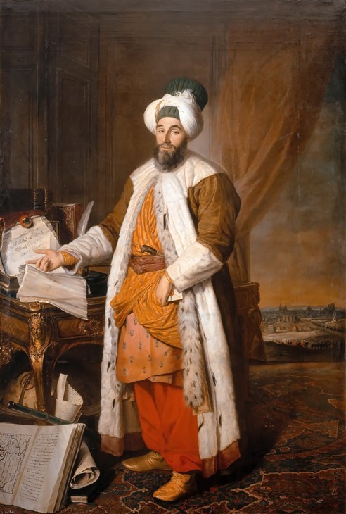 Portrait of Mehemet Said Pacha, Bey of Rumelia, special ambassador of the ottoman Sultan Mahmoud I i od Jacques Andre Joseph Camelot Aved