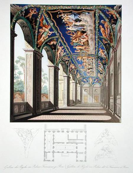The Gallery of Psyche at the Villa Farnesina, Rome, from a set of twelve engravings od Jacques Belly