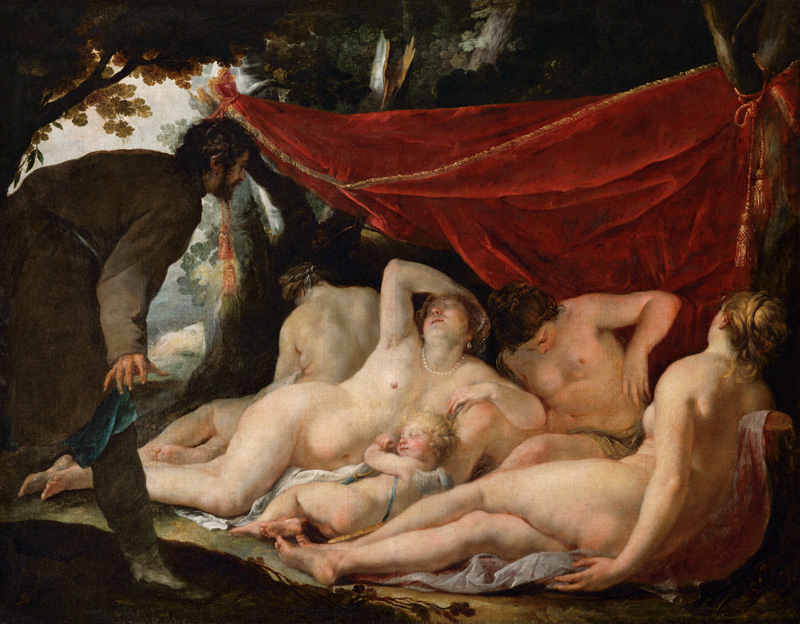 Venus and the Graces Surprised by a Mortal od Jacques Blanchard